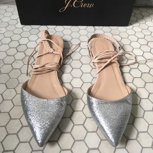 J. Crew slingback glitter flats